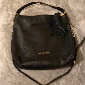 Michael Kors Black Leather Purse with Fringe Zipper